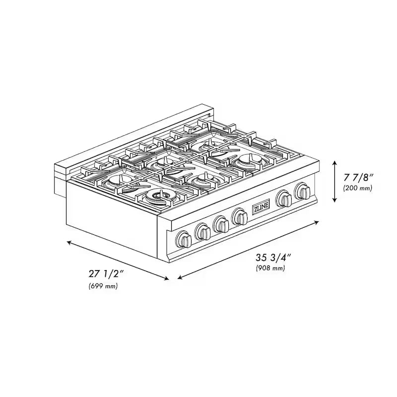 6 Burner Gas Cooktop with Griddle R552