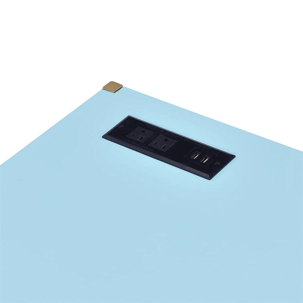 Aruba Blue Wood Writing Desk with USB Port A300