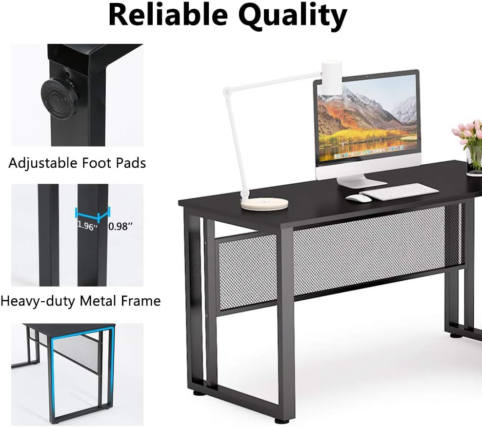 Black 55 inch L-Shaped Computer Desk with File Cabinet A336