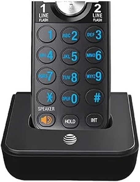 2-Line Expandable Cordless Phone with Answering System, 6 Handsets, Black T204