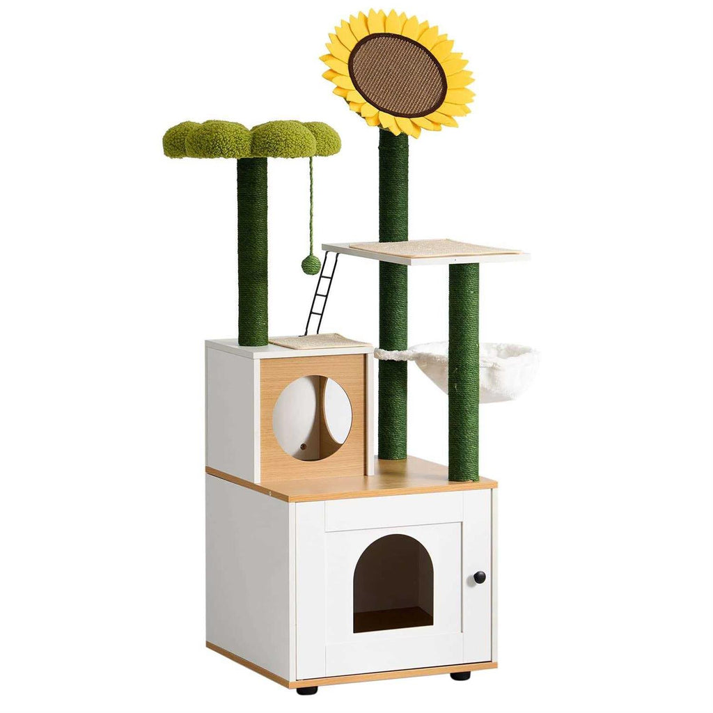 Cat Tree with Litter Box Enclosure and Scratching Posts Z693