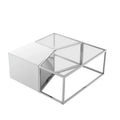 37 in. Silver Glass Mirrored Coffee Tables, Set of 3 A4103