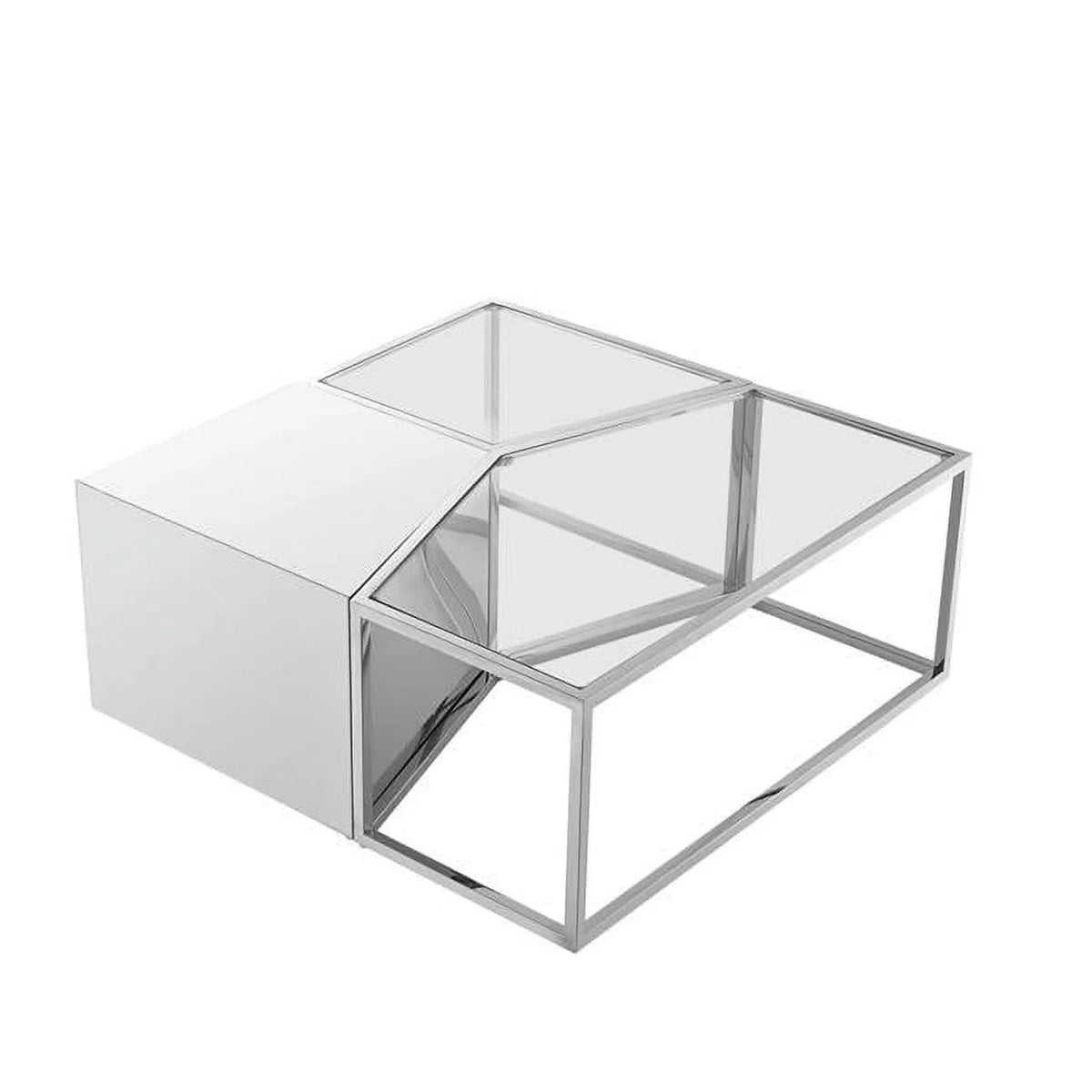 37 in. Silver Glass Mirrored Coffee Tables, Set of 3 A4103