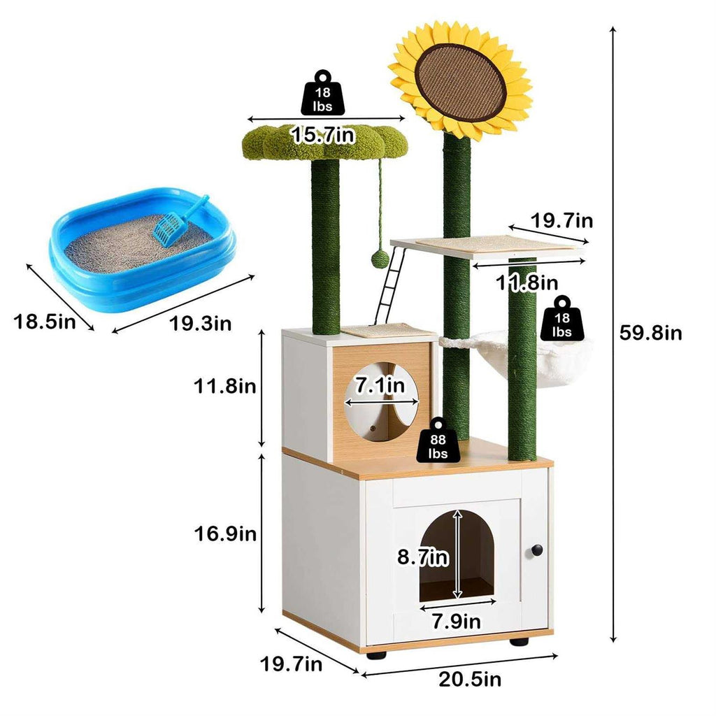 Cat Tree with Litter Box Enclosure and Scratching Posts Z693