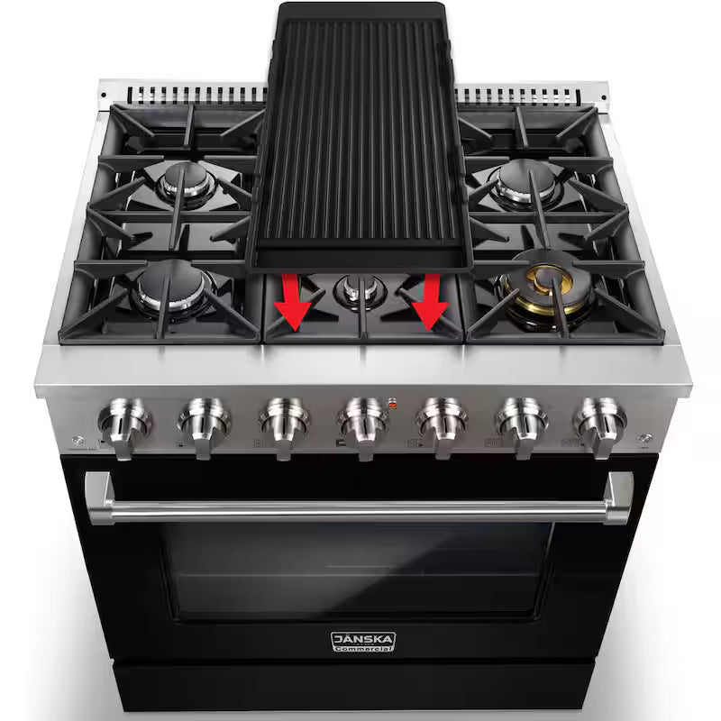 5.2 cu. ft. Gas Range with 6-Burners and Convection Oven in Matte Black R362811