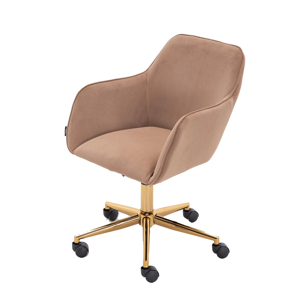 Velvet Adjustable Height Office Chair with Metal Legs and Wheels W864112