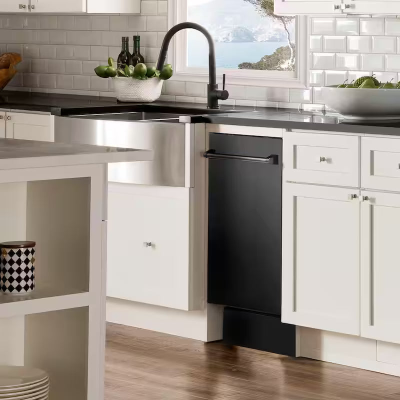 Black Stainless Steel 18 in. 6-Cycle Compact Dishwasher with 2 Racks J421