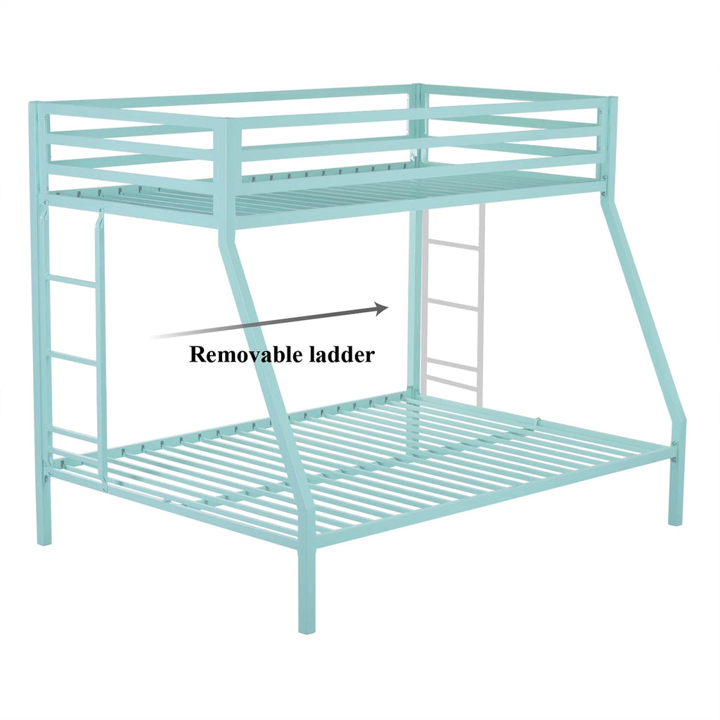 Black Twin Over Full Metal Bunk Bed with Removable Stairs L7248