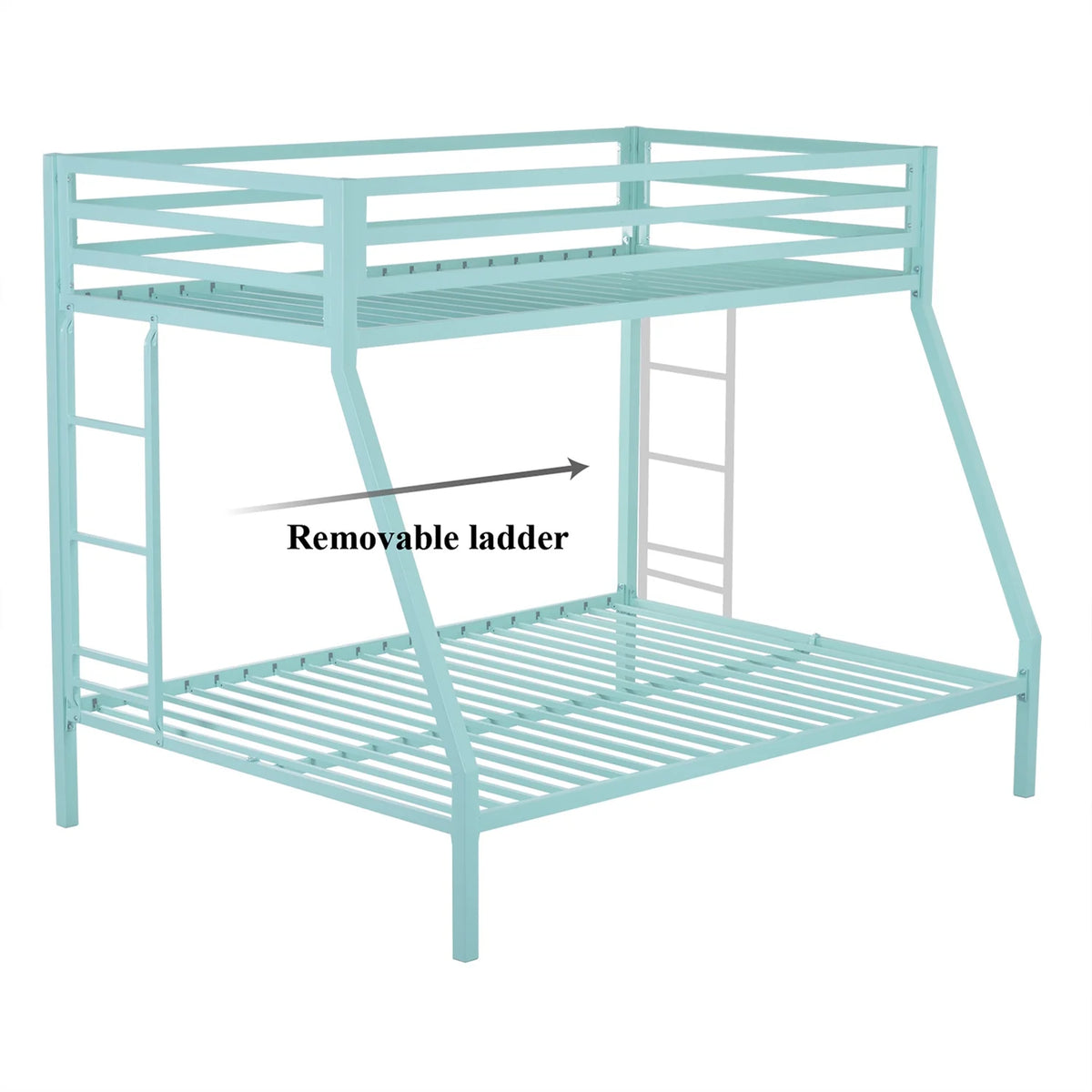 Black Twin Over Full Metal Bunk Bed with Removable Stairs L7248