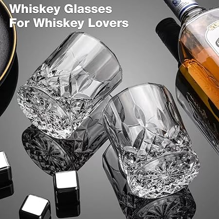 Crystal Whiskey Glasses Set of 8, 11 oz Clear Old Fashioned Glasses Z358