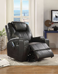 Black Leather Massage Rocker Recliner Y954724