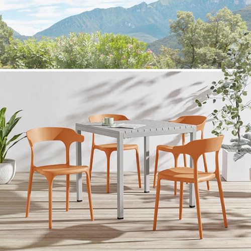 Stackable Plastic Dining Chair Set of 4 Charcoal Gray K895
