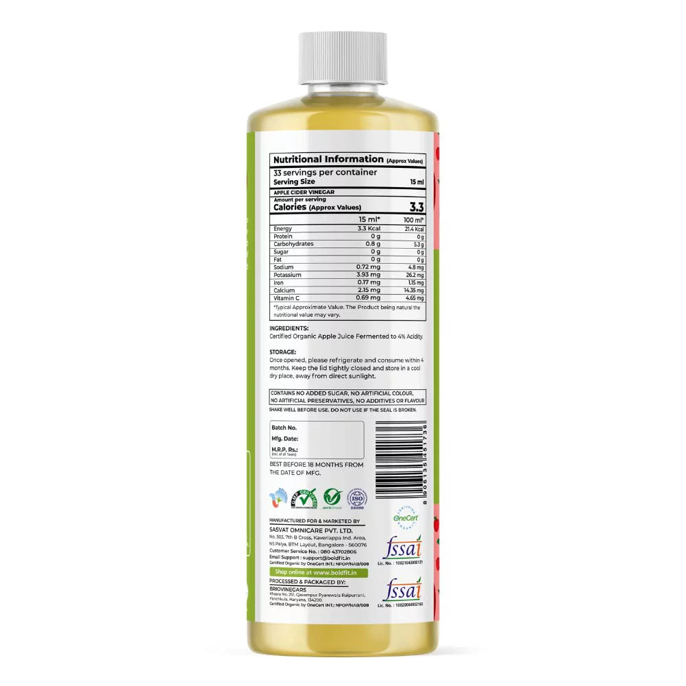 Organic Apple Cider Vinegar With Mother 500Ml D7899
