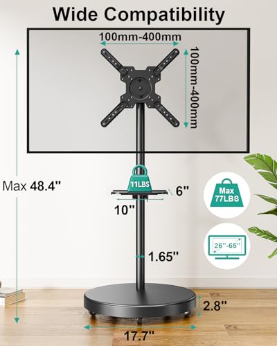 Rolling TV Stand for 26-65 inch Screens up to 77 lbs Y2336