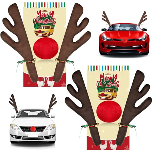 2 Pack Red Nose Car Antler Christmas Decorations O948323