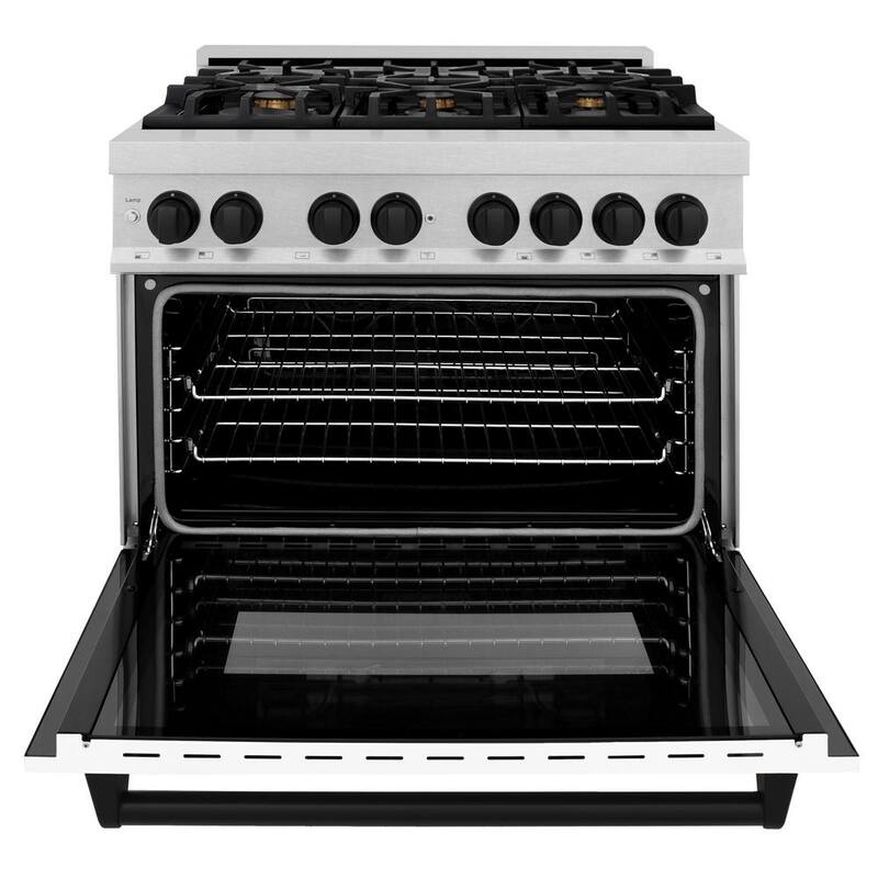 36 in. 6 Burner Dual Fuel Range in Stainless Steel, White Matte and Matte Black M165239
