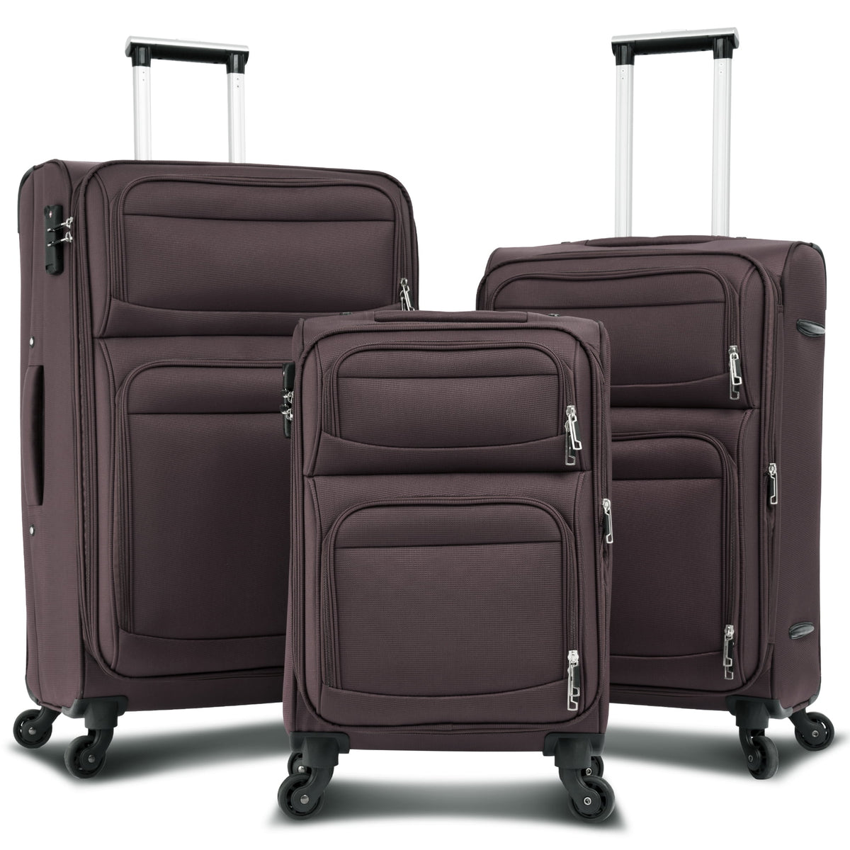 3 PCS Lightweight Expandable Softside Luggage Set with Spinner Wheel and TSA Lock H68316