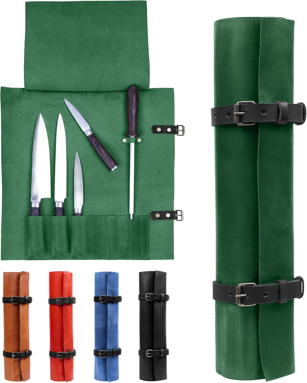 Leather Knife Roll Bag Portable Travel Tool Case F77362