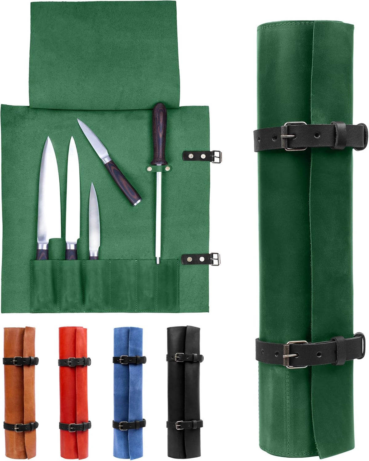 Leather Knife Roll Bag Portable Travel Tool Case F77362