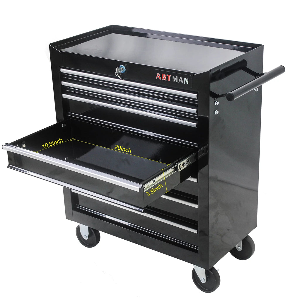 Red 7 Drawers Rolling Tool Chest Cabinet with Wheels X484837