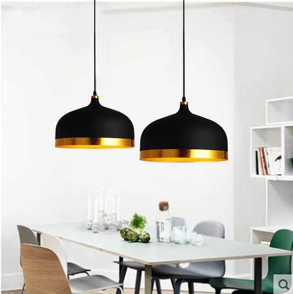 Black and Gold Metal Pendant Light J85783