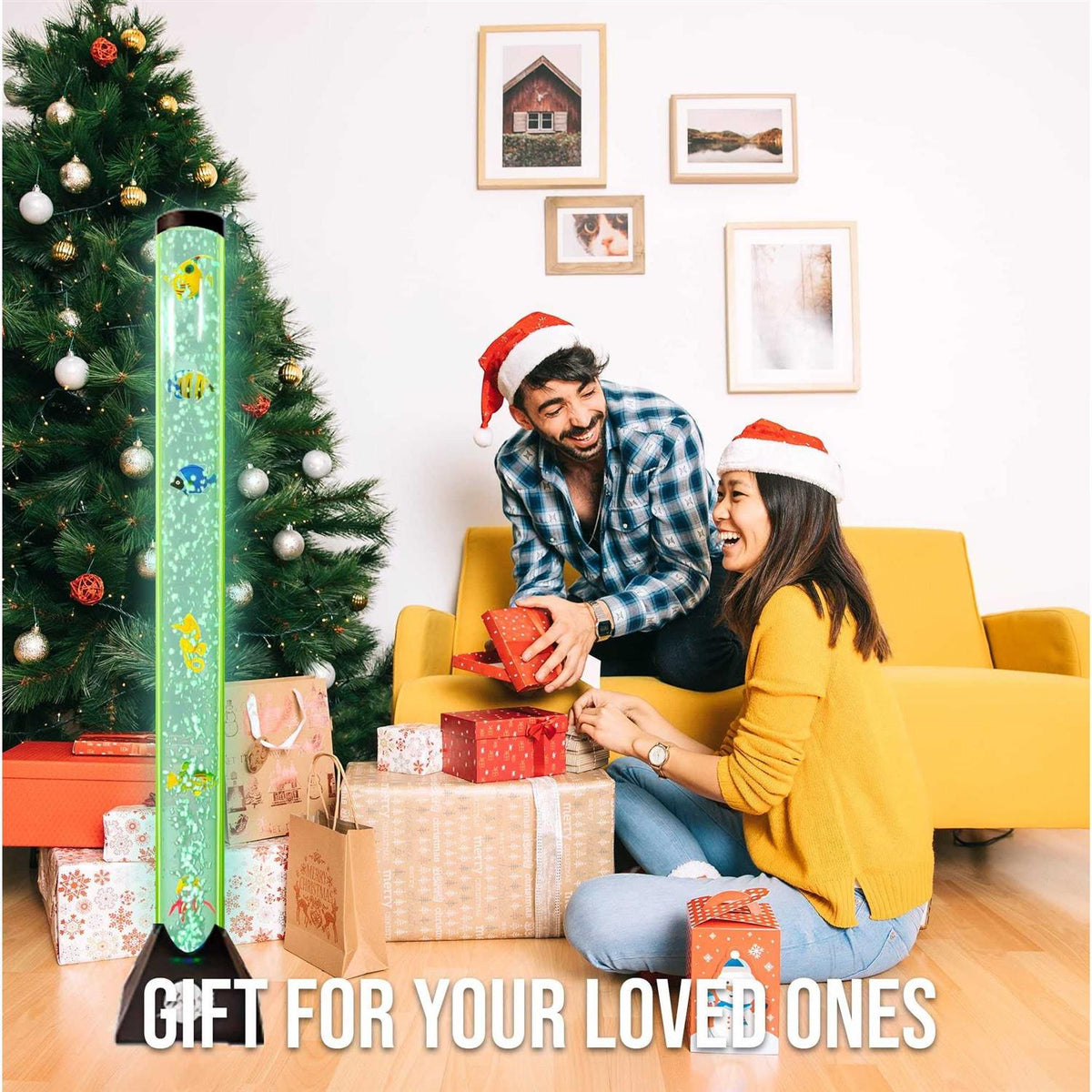 4FT LED Water Bubble Fish Tube Floor Lamp with 20 Color Changing Light Effects Y9926