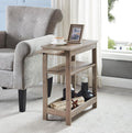 Narrow Side End Table with Storage Shelves, Walnut U39371