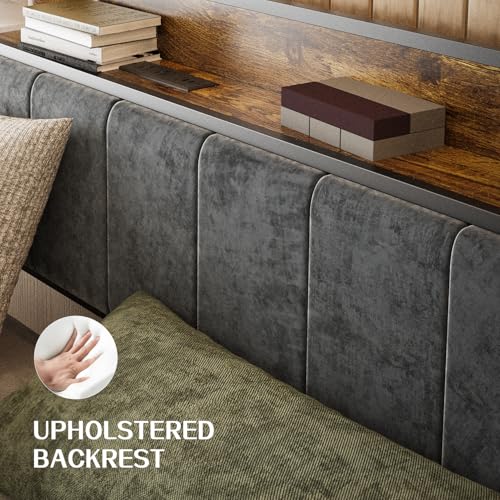 Full Bed Frame with Storage Charging Station Headboard P669971