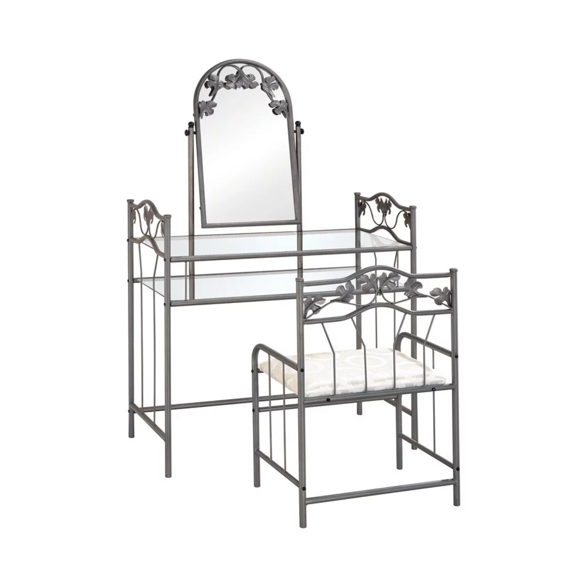 Metal Vanity Set with Glass Top U216