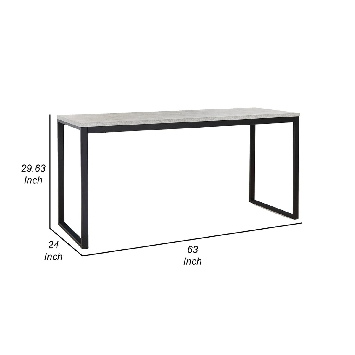 63 Inch Faux Concrete Melamine Top Home Office Desk T444852
