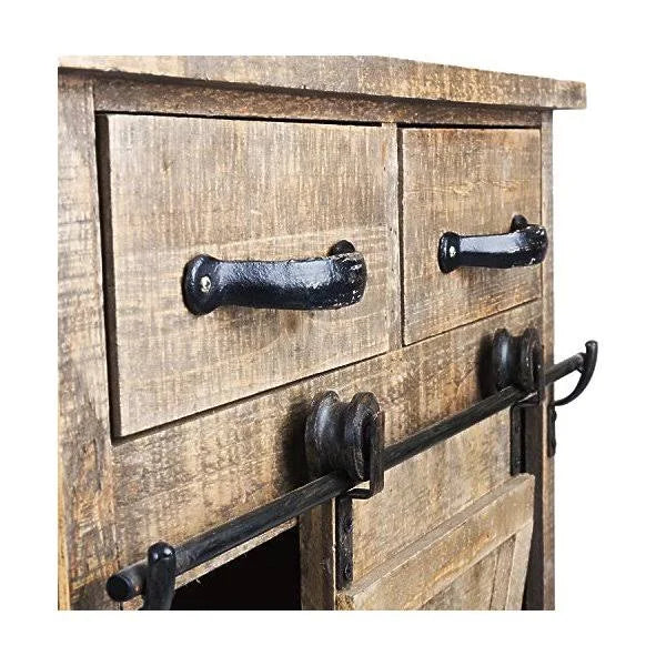Rustic Wood End Table Console Cabinet Storage Cabinet Z235772