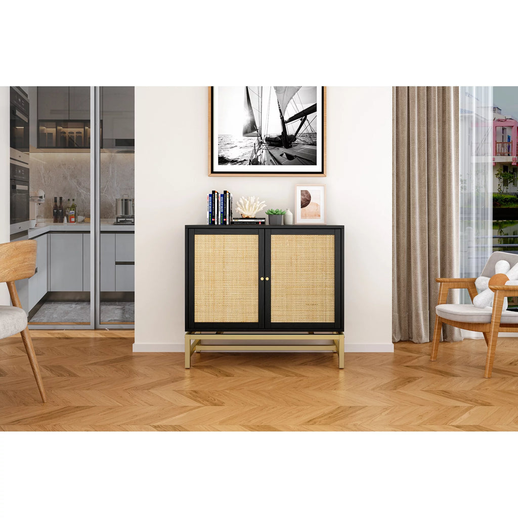 Set of 2 Natural Rattan 2 Door Cabinet H12704