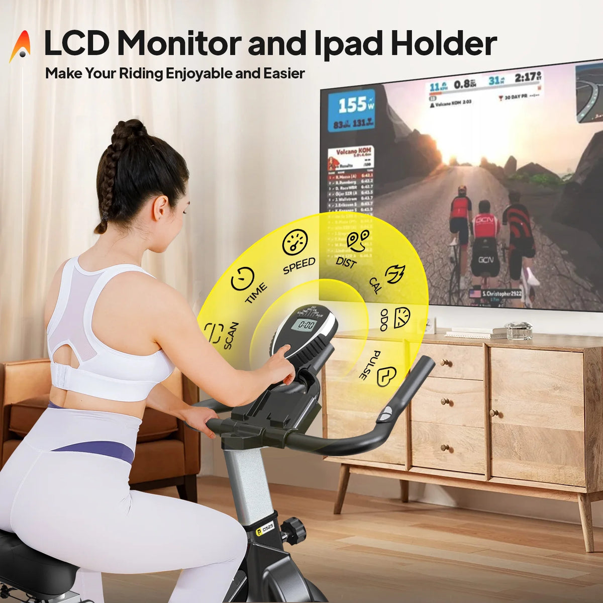 Stationary Exercise Bike Magnetic Resistance with LCD Monitor 35 Lbs Flywheel A7305