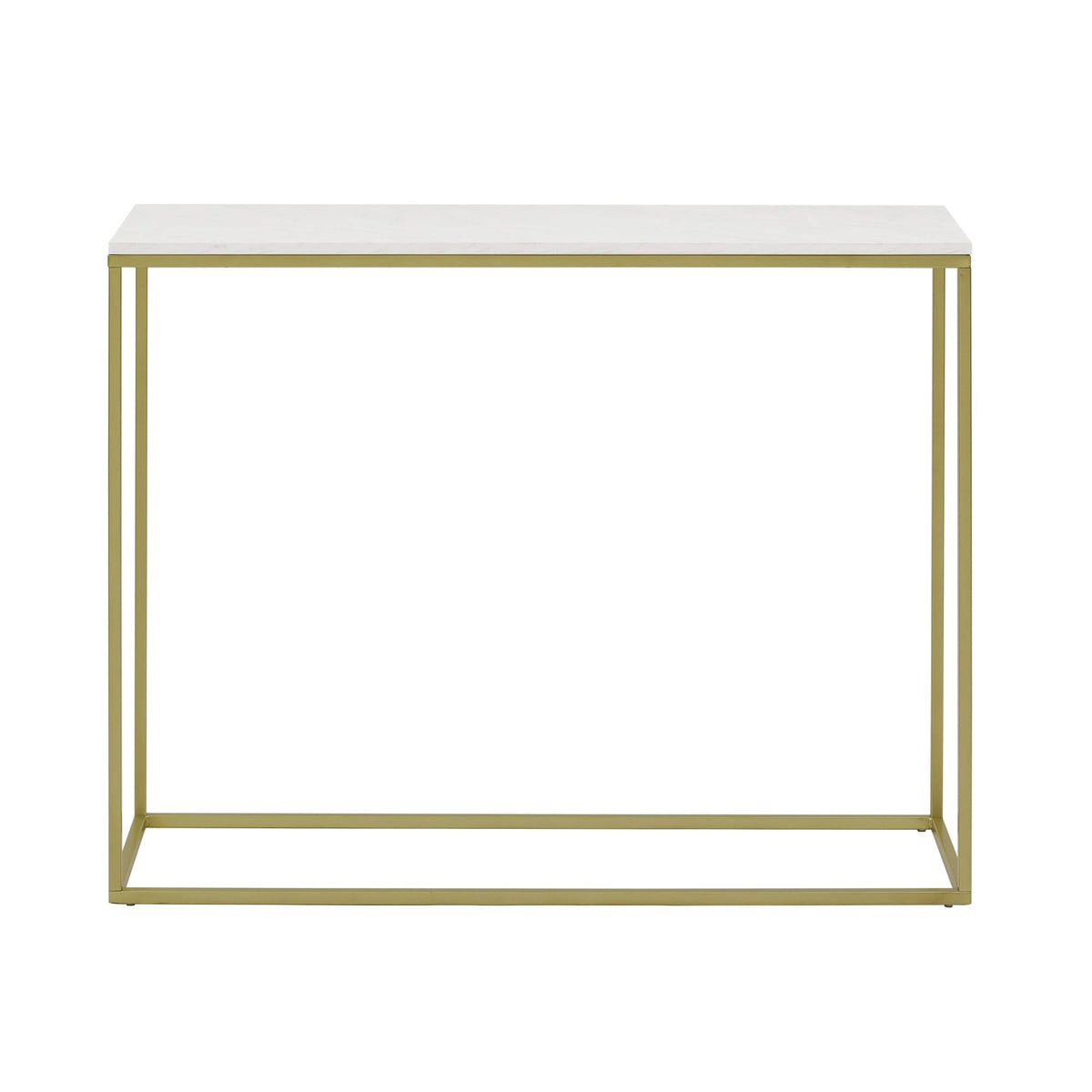 42-Inch Metal Entry Table White Faux Marble Gold T67878