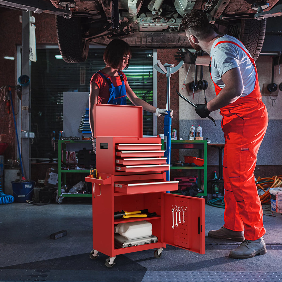 Red 5 Drawer Metal Rolling Tool Chest Cabinet D978050