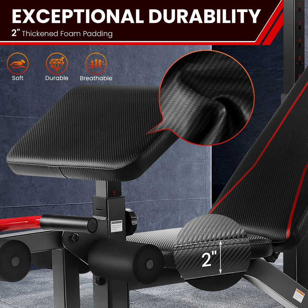 Adjustable Olympic Weight Bench Set with Barbell Rack D707