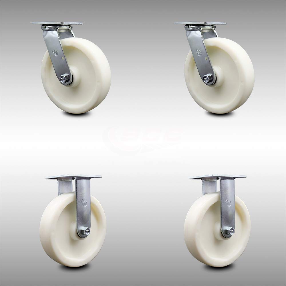 Stainless Steel Swivel Top Plate Caster with 5 x 2 White Wheel F24779