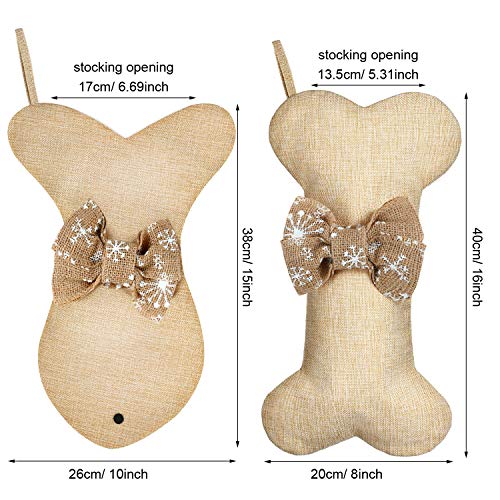 2 Pcs Dog Christmas Stocking with Bow Knot N466410
