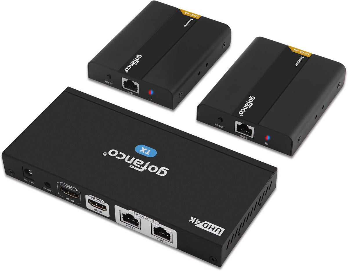 1x4 HDBaseT HDMI Extender Splitter 4K 60Hz Over Cat5e/6/7 Ethernet Cable Z46664