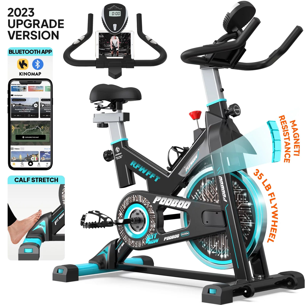 Stationary Exercise Bike Magnetic Resistance with LCD Monitor 35 Lbs Flywheel A7305