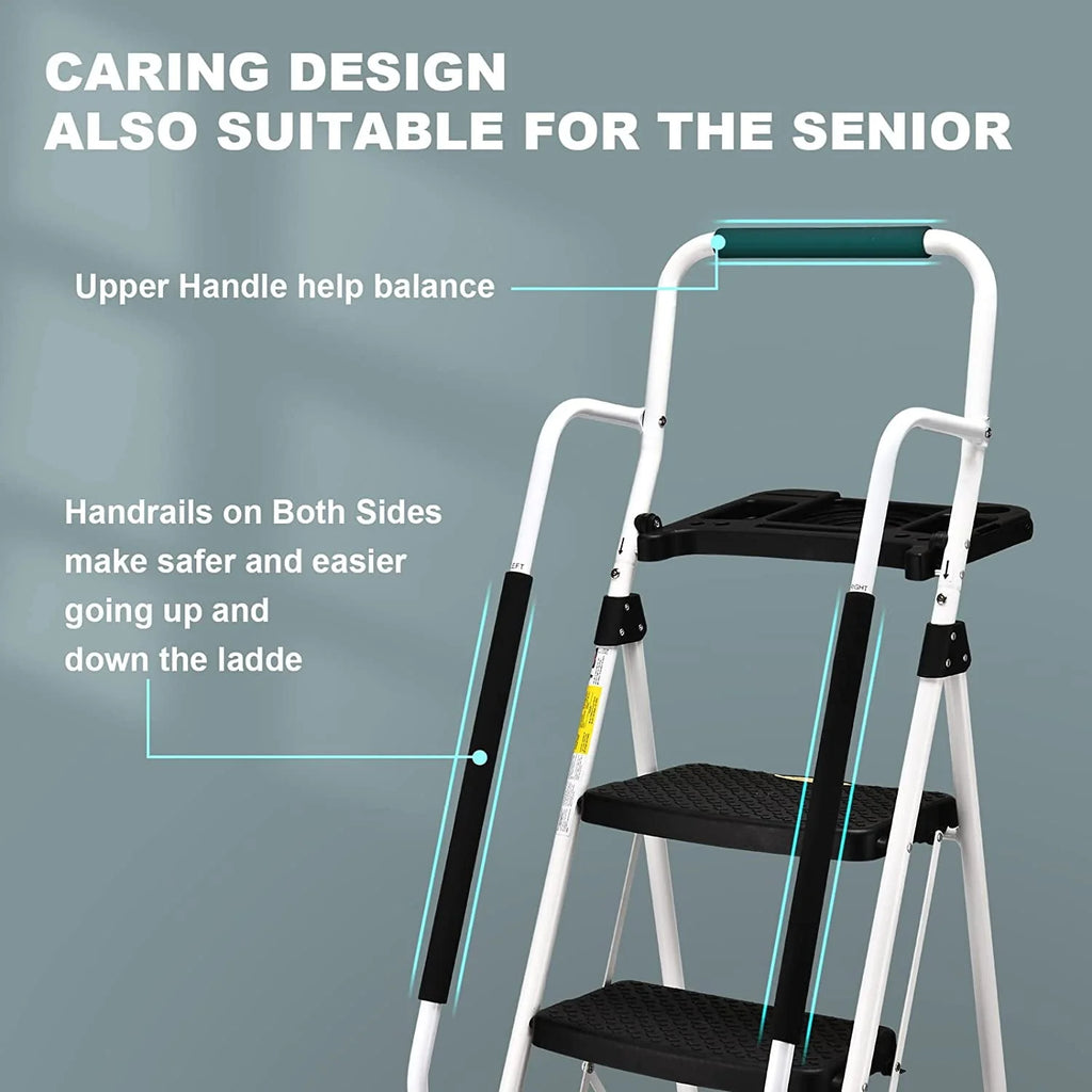 Folding 5-Step Ladder with Handrails and Tool Tray B96218