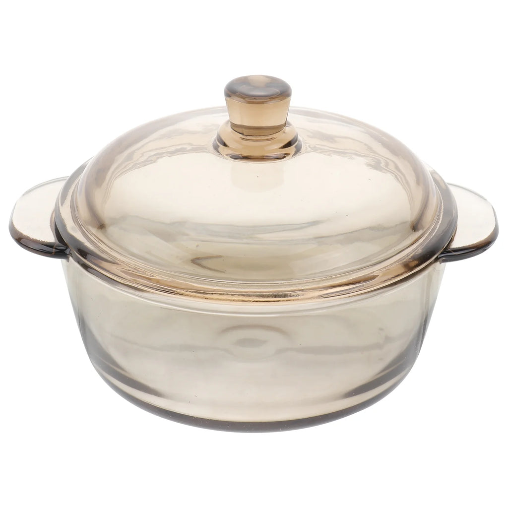 Glass Bowl with Lid Heat Resistant Noodle Bowl Soup Bowl Light Brown C2886