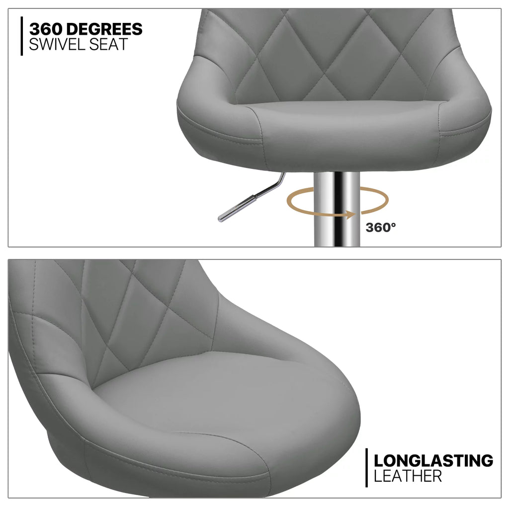 Set of 4 Grey Faux Leather Swivel Bar Stools U830