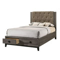 Queen Storage Bed Fabric Rustic Gray Oak B33159