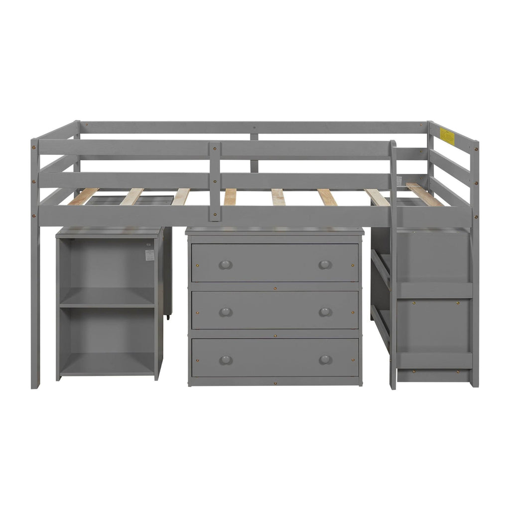 Twin Loft Bed with Cabinet and Rolling Desk K52454