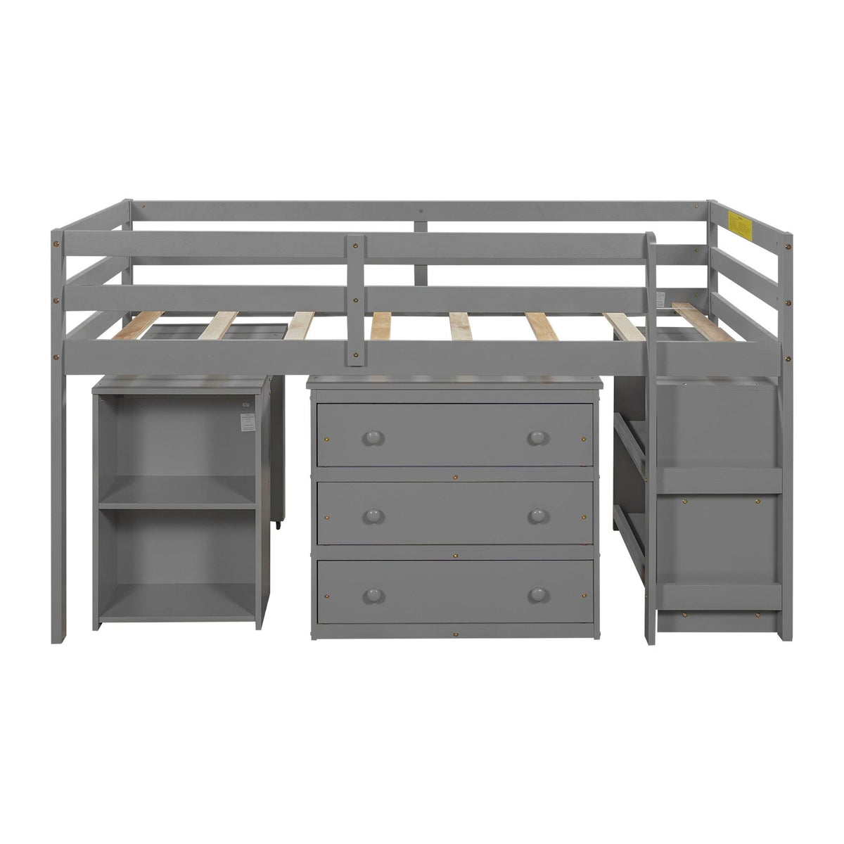Twin Loft Bed with Cabinet and Rolling Desk K52454