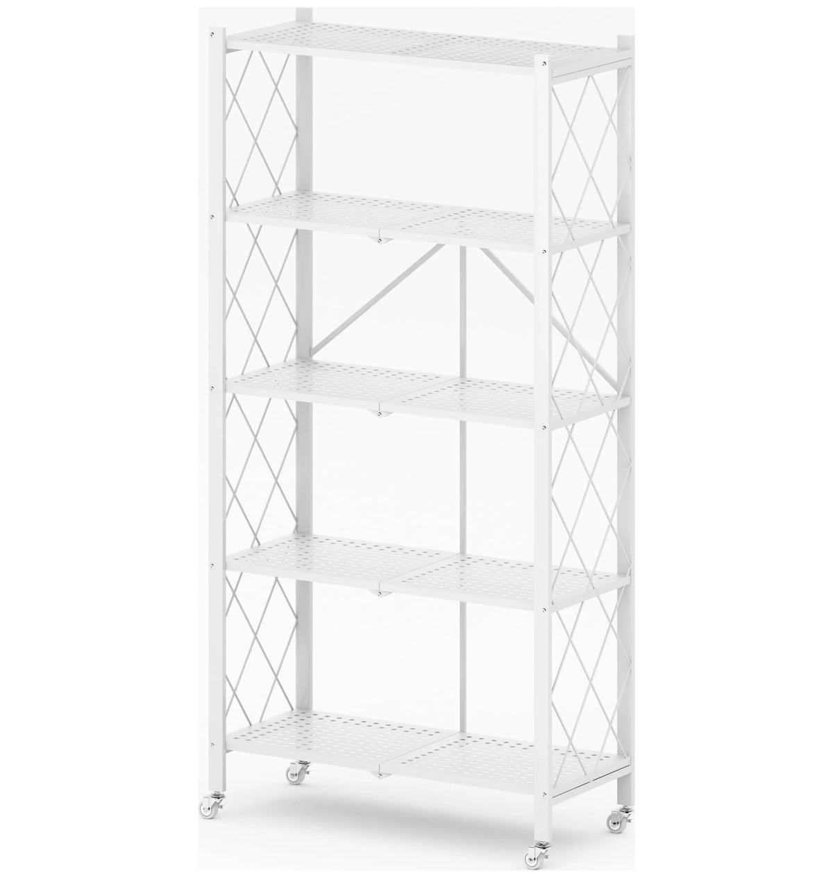 5-Tier Foldable Metal Storage Shelves with Wheels X13360