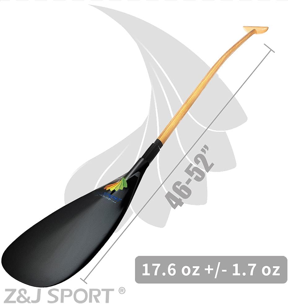 Outrigger Canoe Paddle with Carbon Blade and Wood Bent Shaft N739
