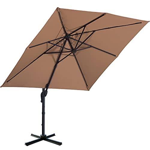 10x10ft Square Cantilever Patio Umbrella with Tilting System X6477