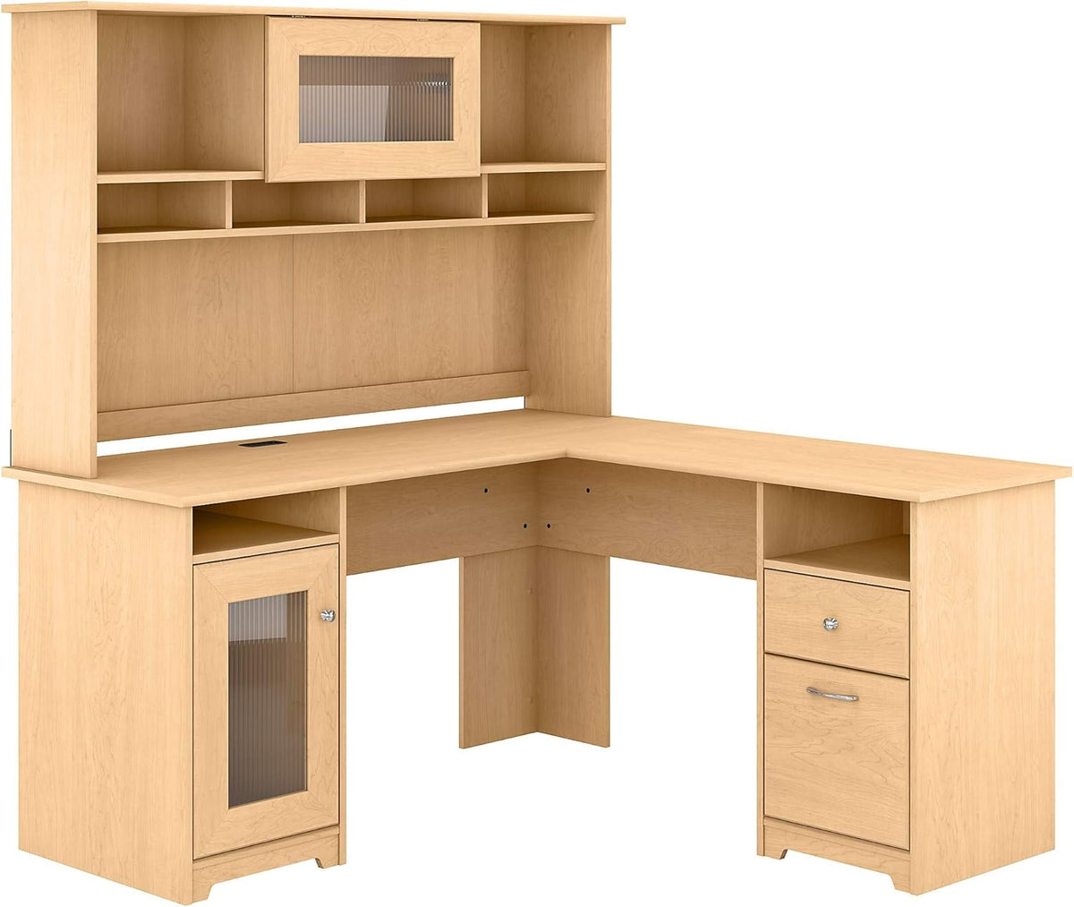L Shape Desk with Hutch, Ash Gray D522303